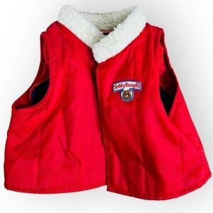 Vintage Teddy Ruxpin Hiking Vest Cherry Red Fleece